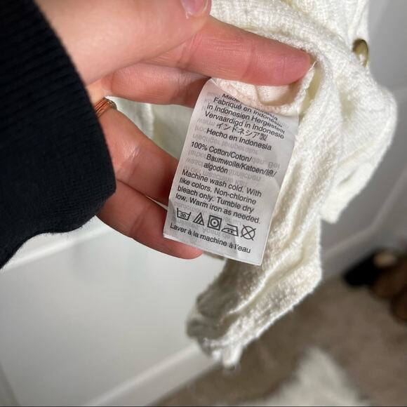 Madewell Texture & Thread White Ruffle Button Down Front Tie Tank Top Size XS - Picture 7 of 7